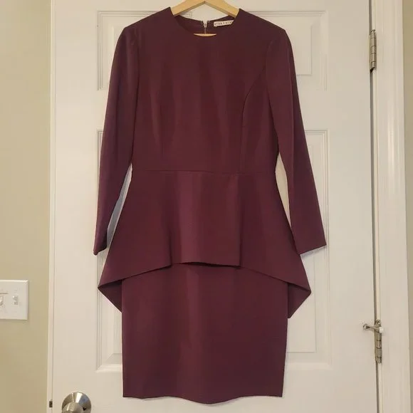 alice and olivia burgundy dress Alice+Olivia Burgundy Isabelle Flared Midi Dress